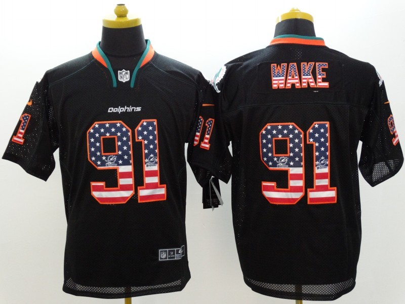 Men's Miami Dolphins Cameron Wake #91 Black Jersey